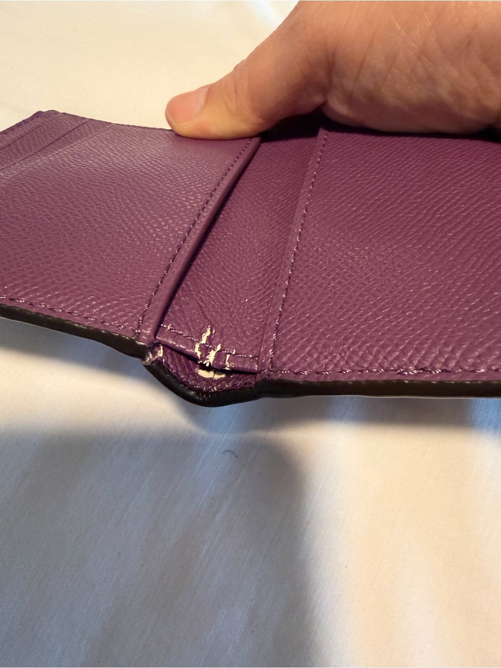Coach Small Purple Leather Trifold Wallet - Picture 6 of 6